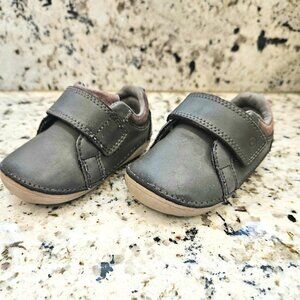 Stride Rite gray leather toddler shoes, size 4W
